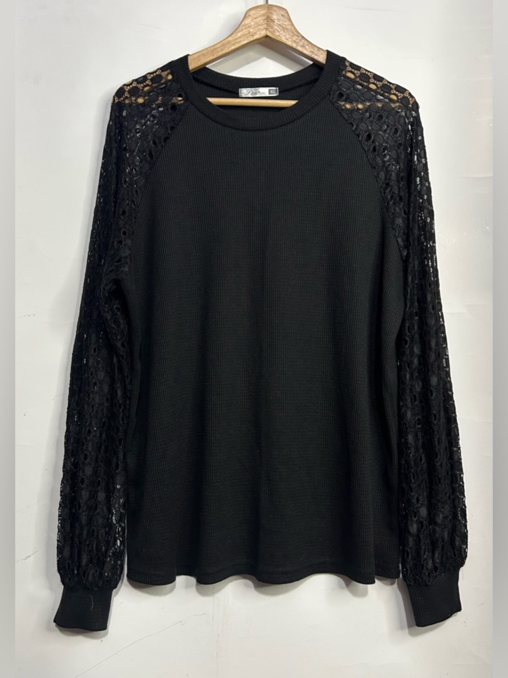 5 for $25🔥DOROSE Black Long Sleeve Lace Waffle Shirt XL